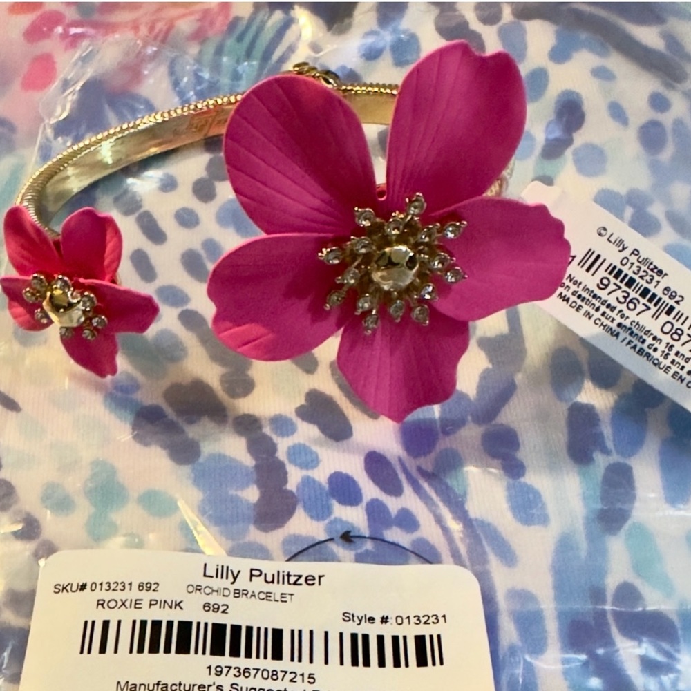 Lilly Pulitzer NWT IN BAG! ‘Roxie Pink’ Orchid Flower Bracelet